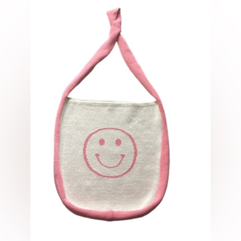 Gyto smile  face stretched, tote, bag, pink, and cream
